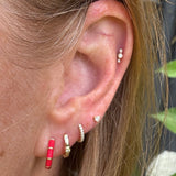 Aurora Coral Enamel Huggie Hoop - Gold