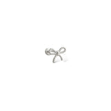 Cinta 14k solid white gold bow internally threaded labret stud earring