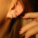 Eterna white gold plated single huggie hoop earring