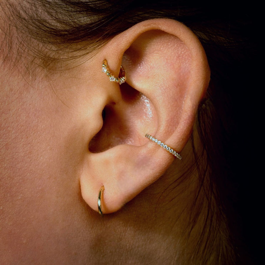 Ciclo medium 9k solid yellow gold hinged segment single earring