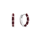 Diablo enamel and white gold plated huggie hoop earrings