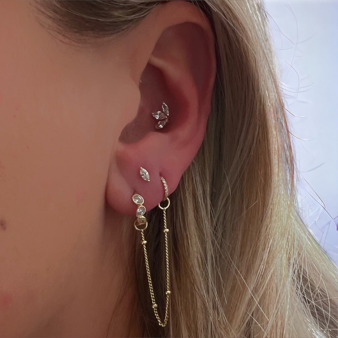 Rizo tiny 9k solid yellow gold pavé eternity single clicker earring - Helix & Conch