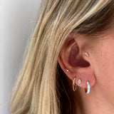 Caela enamel and yellow gold plated huggie hoop earrings
