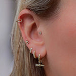 Cherie 9k solid yellow gold hammered heart internally threaded single labret stud - Helix & Conch