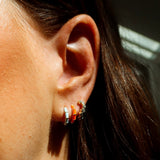 Spritz Orange enamel and yellow gold plated huggie hoop earring