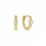 Biseau 6mm Solitaire Huggie Hoop - Gold