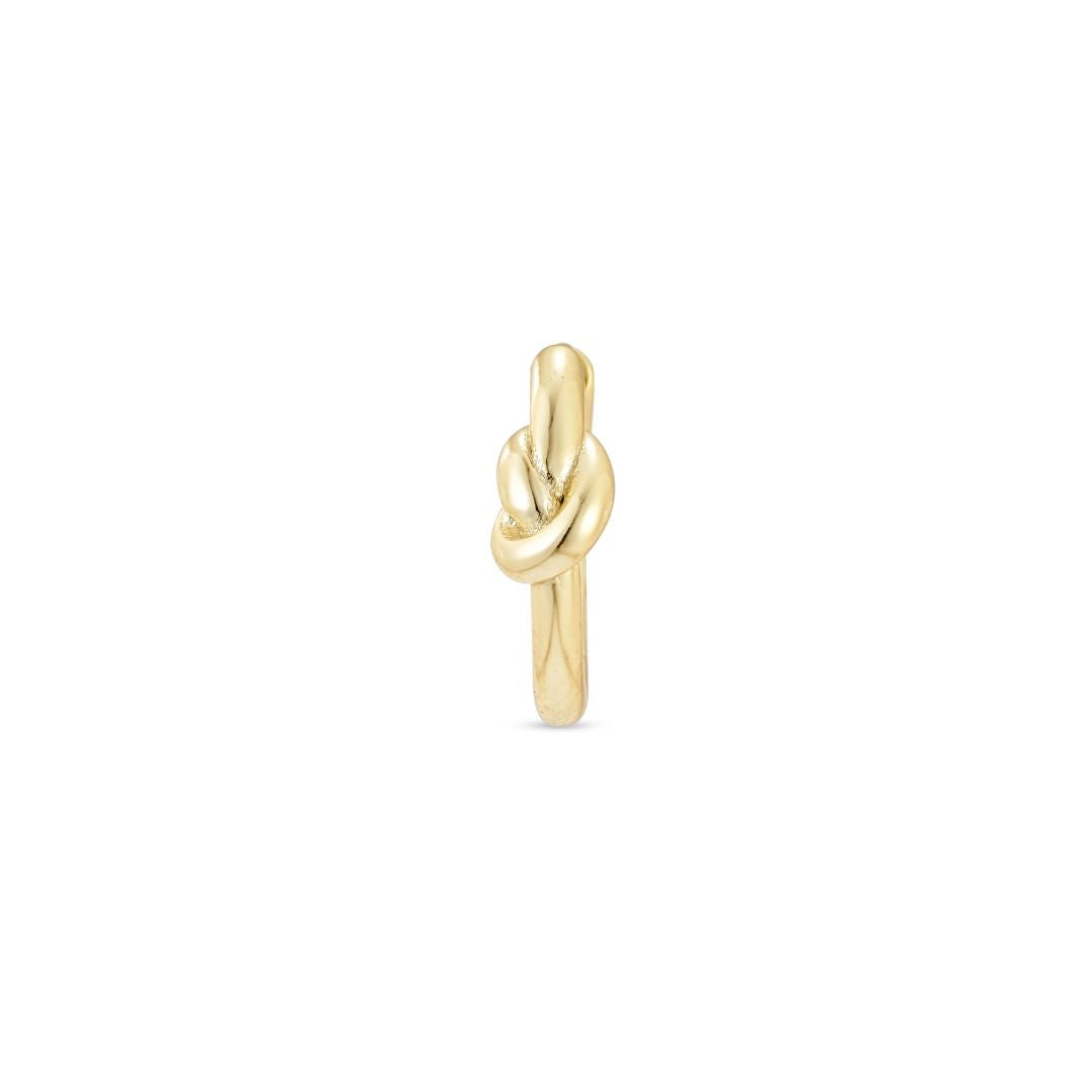 Lazo yellow gold plated knot huggie hoop earring