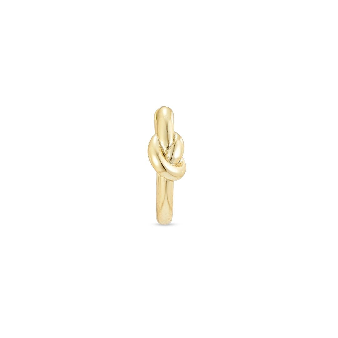 Lazo yellow gold plated knot huggie hoop earring