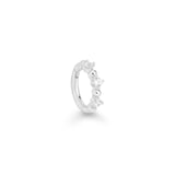 Luci 9k tiny solid white gold crystal trio hinge single earring