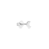 Luna 14k solid white gold tiny crescent moon single stud earring