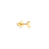Luna 14k solid yellow gold tiny crescent moon single stud earring