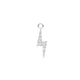 Luz 9k single solid white gold tiny lightning bolt charm for hinged segment earring