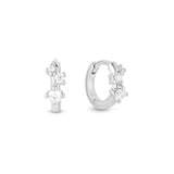 Lyra white gold crystal huggie hoop earrings