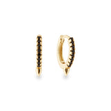 Noir gold and black stone spike huggie hoop earring