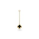 Onice single 14k solid yellow gold hanging Onyx clover charm