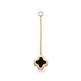 Onice single 14k solid yellow gold hanging Onyx clover charm