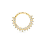Ora 9k solid yellow gold double pavé jewelled hinged single Daith earring