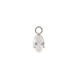 Pera 9k single solid white gold pear shaped charm for hinged segment earring