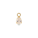 Pera 9k single solid yellow gold pear shaped charm for hinged segment earring
