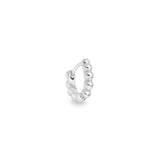 Perla small white gold beaded huggie hoop earring