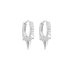 Picchi white Gold triple spike crystal huggie hoop earrings