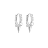 Picchi white Gold triple spike crystal huggie hoop earrings