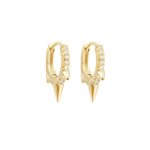Picchi yellow Gold triple spike crystal huggie hoop earrings