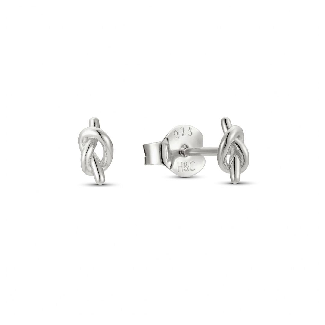 White gold plated knot stud earrings