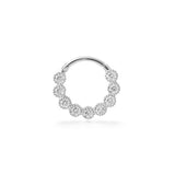Reine 9k solid white gold milgrain set hinged Daith single earring