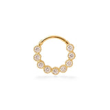 Reine 9k solid yellow gold milgrain set hinged Daith single earring