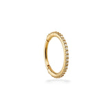 Rizo large 9k solid yellow gold pavé eternity hinge earring for conch