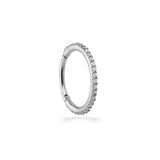 Rizo large 9k solid white gold pavé eternity hinge earring for conch