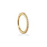 Rizo large 9k solid yellow gold pavé eternity hinge earring for conch