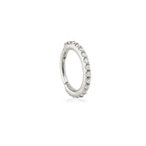 Rizo medium 9k solid white gold pavé eternity single hinged earring