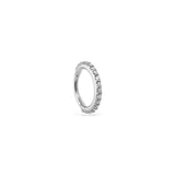 Rizo tiny 9k solid white gold pavé eternity single clicker earring
