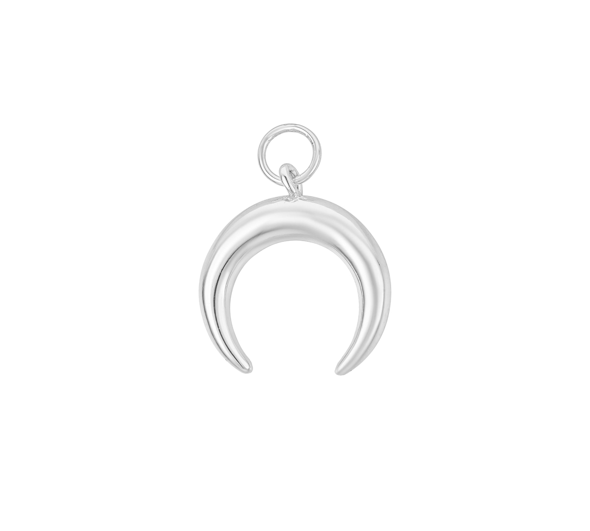 Selene single white gold plated horn charm - Helix & Conch