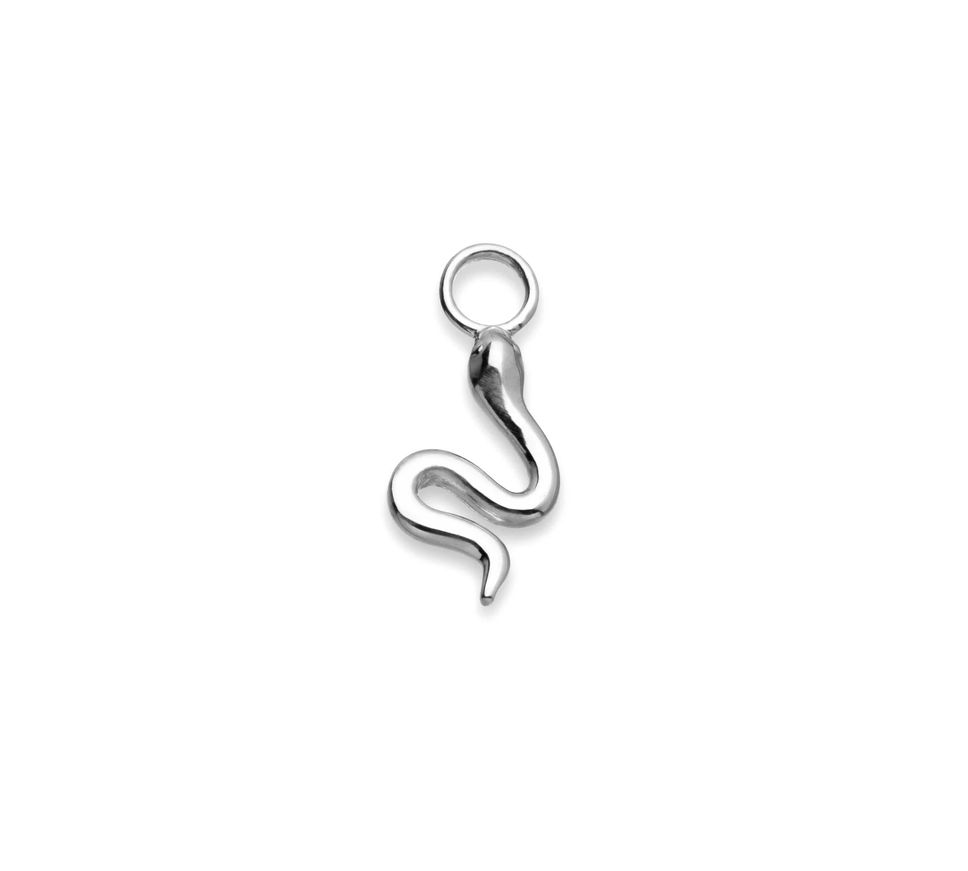 Serpente single 9k solid white gold snake charm - Helix & Conch