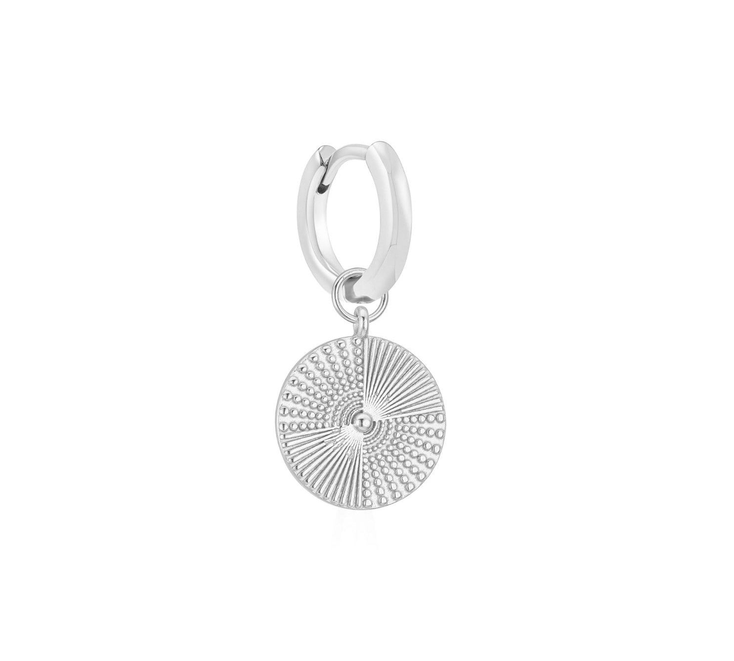 Solid whit gold silver sunburst disc charm for earrings - Helix & Conch 