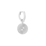 Solid whit gold silver sunburst disc charm for earrings - Helix & Conch 
