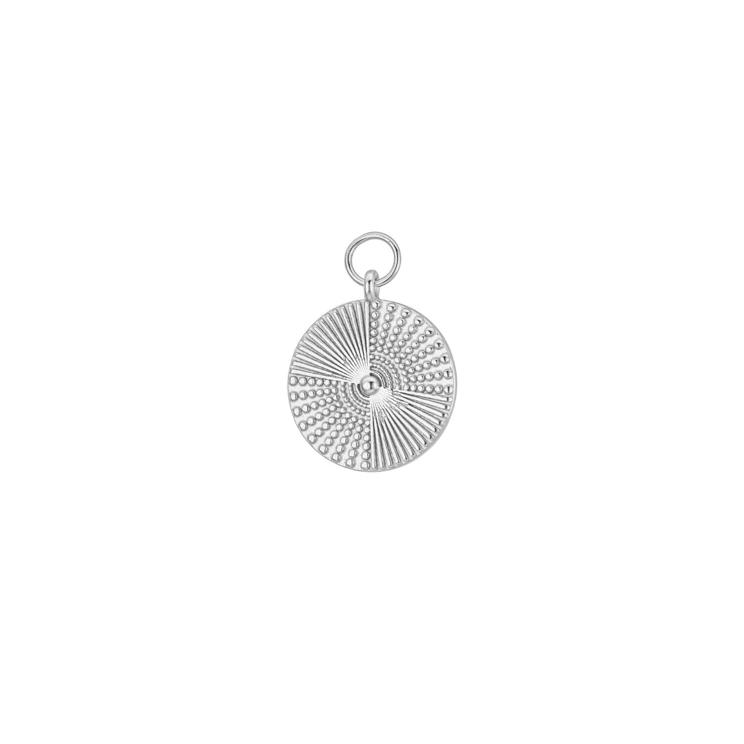 solid white gold silver sunburst disc charm for earrings - Helix & Conch