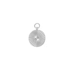 solid white gold silver sunburst disc charm for earrings - Helix & Conch
