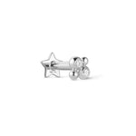 A 9k solid white gold beaded cluster flat back stud earring with a star shape and cubic zirconia crystals.