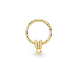 Suerte 14k solid yellow gold 8mm clicker hoop earring with charms