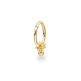 Suerte 14k solid yellow gold 8mm clicker hoop earring with charms