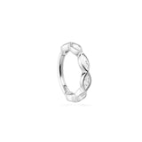 Tiare 9k large solid white gold hinged hoop earring for conch with marquise cut crystals