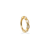 Tiare 9k medium solid yellow gold hinged single hoop earring with marquise cut crystals