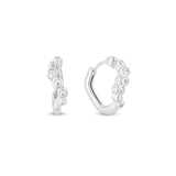 Tilde white gold wavy crystal hoop pair of huggie hoop earrings