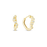 Tilde yellow gold wavy crystal hoop pair of huggie hoop earrings