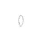 A single 14k solid white gold hoop earring with a twisted braid design, displayed against a white background.