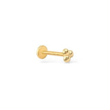 Trini 14k solid yellow gold tri bead flat back stud earring
